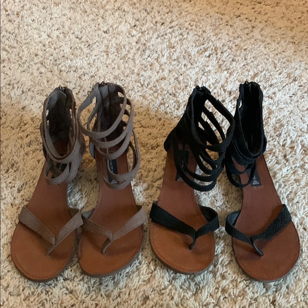 Women's Strappy Sandals - Black and Brown